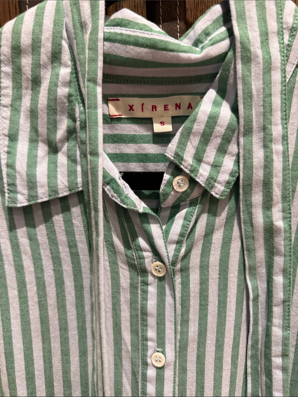 XiRENA Green & White Striped Button-Up dress - Picture 2 of 4
